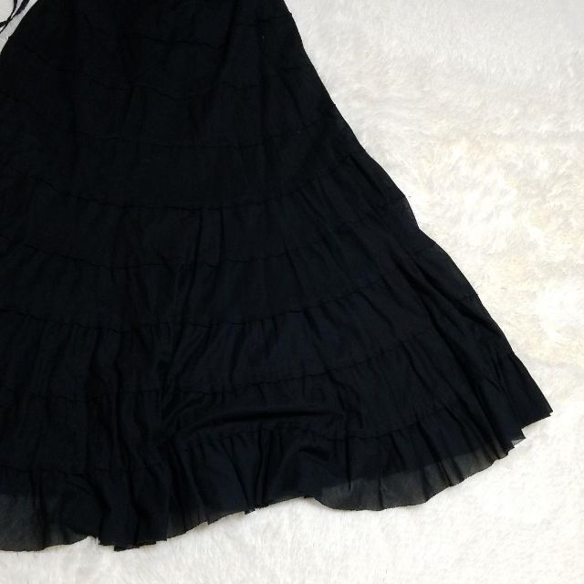 COMME CA ISM(コムサイズム)のコムサイズム レディース スカート ロング丈 ブラック フレアスカート コットン レディースのスカート(ロングスカート)の商品写真