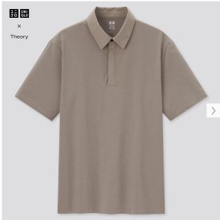 ユニクロ(UNIQLO)の美品 ベージュ theory×UNIQLO エアリズムスリムフィットポロシャツ(ポロシャツ)