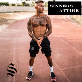 SINNERS ATTIRE ハーフパンツ ブラック　サイズ選べます(ショートパンツ)