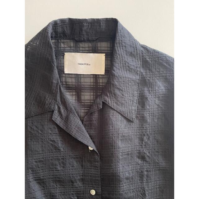 TODAYFUL(トゥデイフル)のSheer Check Shirts 黒 レディースのトップス(Tシャツ(半袖/袖なし))の商品写真