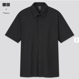 ユニクロ(UNIQLO)の美品 黒 theory×ユニクロ エアリズムスリムフィットフルオープンポロシャツ(ポロシャツ)