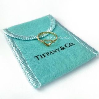 ティファニー(Tiffany & Co.)のティファニー　Tiffany K18YG ダイヤモンドオープンハートリング　指輪(リング(指輪))