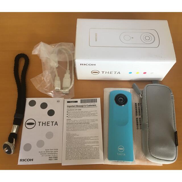 【美品】theta 360 m15 ブルー　360°カメラ　ストラップ付