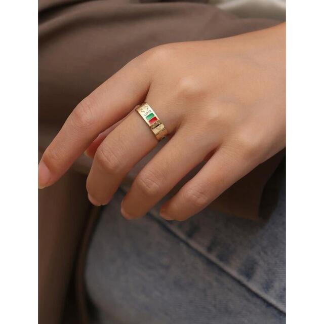 イタリアラグジュアリー指輪 レッドグリーンアイコンリング エレガントかわいい メンズのアクセサリー(リング(指輪))の商品写真