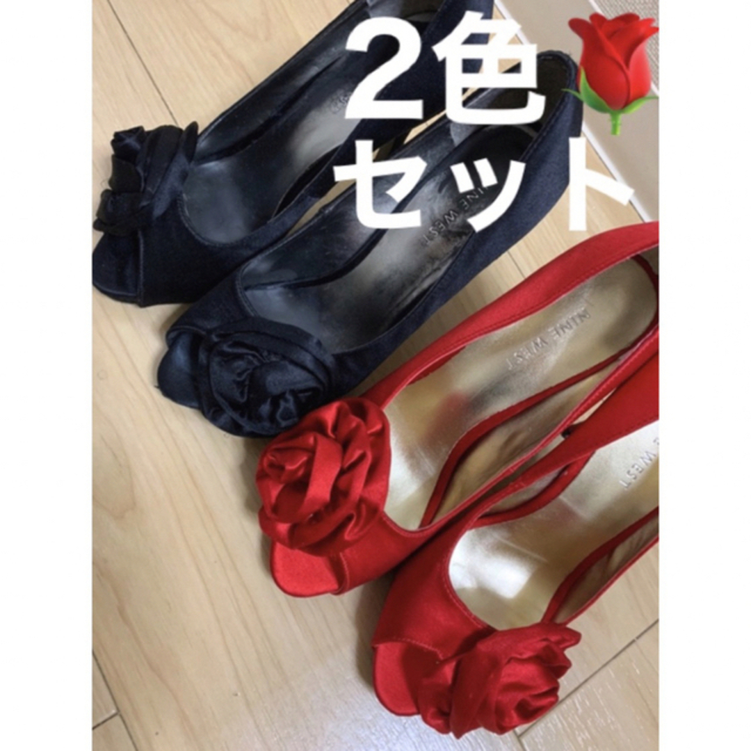 NINE WEST(ナインウエスト)の8/8〆◎貴重ナインウエスト海外高級ブランド靴ヒールパンプス薔薇パーティー可愛 レディースの靴/シューズ(ハイヒール/パンプス)の商品写真