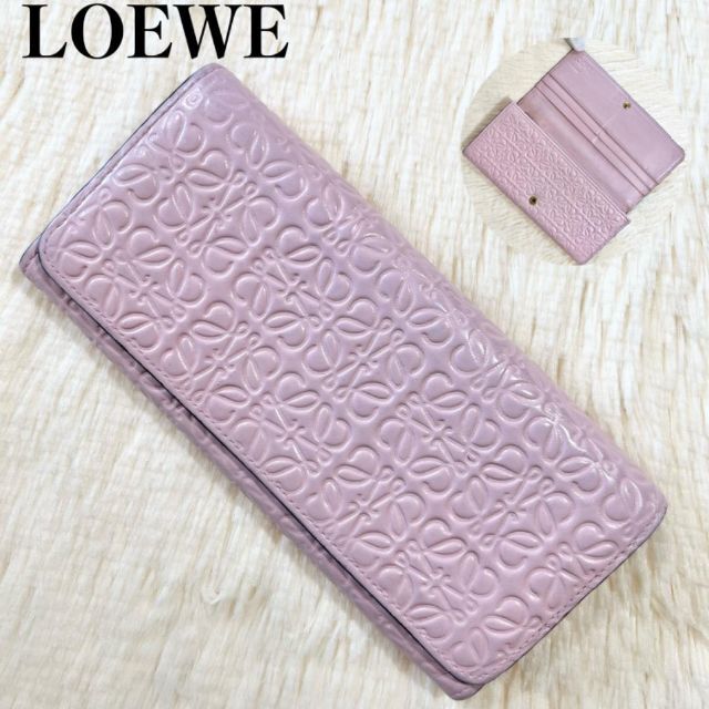 LOEWE - ロエベ 長財布 リピートアナグラム ゴールド金具 ピンク