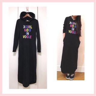 エックスガール(X-girl)のHOODIE SWEAT MAXI DRESS スウェットマキシワンピ(ロングワンピース/マキシワンピース)