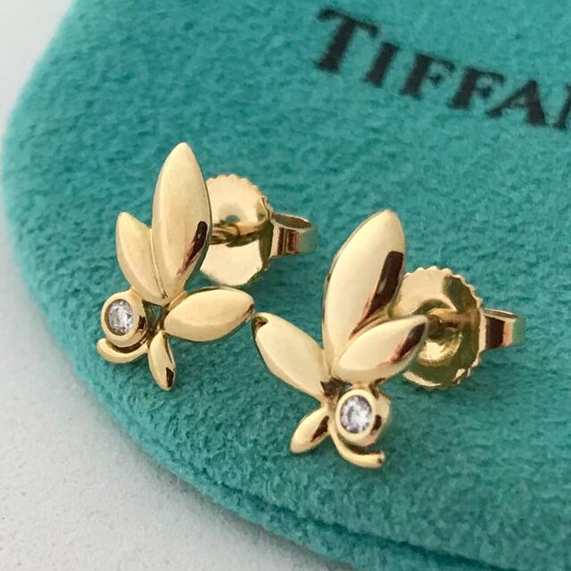 TIFFANY K18YGオリーブリーフピアス