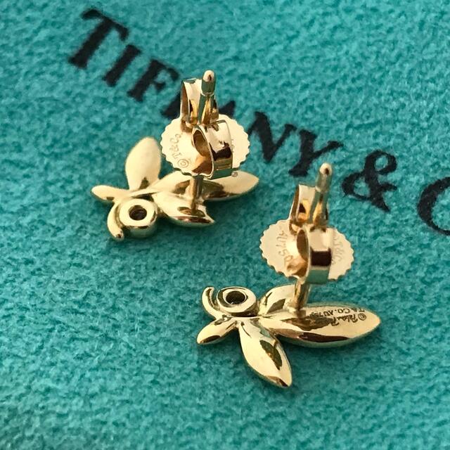 TIFFANY K18YGオリーブリーフピアス