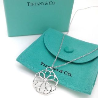 ティファニー(Tiffany & Co.)のティファニー ホワイト ゴールド フラワー 1P ダイヤ ネックレス AA82(ネックレス)