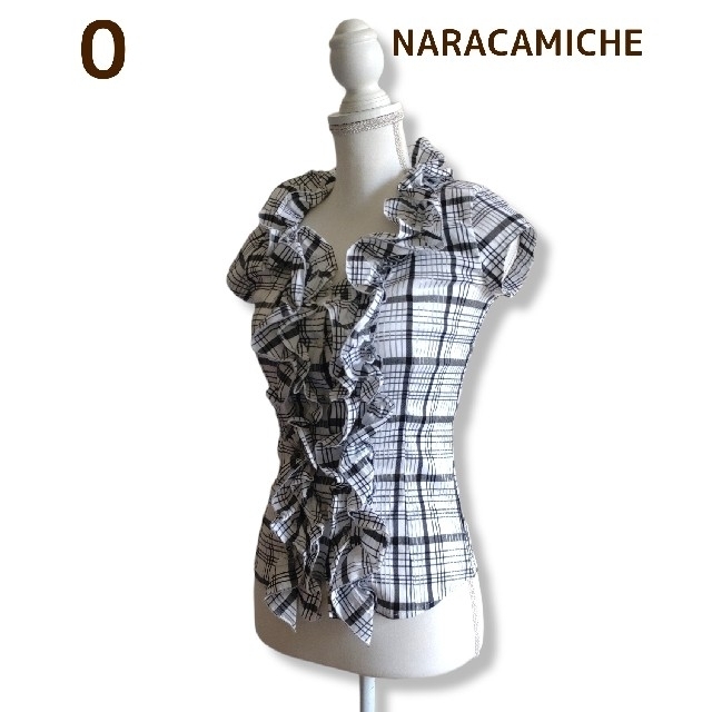 NARACAMICIE(ナラカミーチェ)のNARACAMICHE チェック柄フリルブラウス 0 レディースのトップス(シャツ/ブラウス(半袖/袖なし))の商品写真