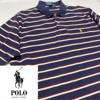 ポロラルフローレン(POLO RALPH LAUREN)の90s 古着 ポロ ラルフローレン L 刺繍ロゴ ボーダー ビッグシルエット(ポロシャツ)