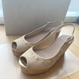 ジミーチュウ(JIMMY CHOO)の美品ジミーチュウ　スタースタッズウエッジサンダル36(サンダル)