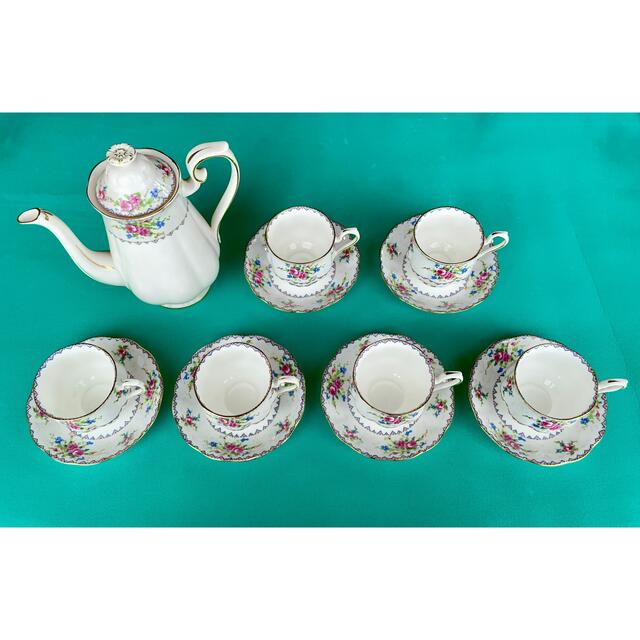 ROYAL ALBERT カップ&ソーサー 6客セット ポット プチポワン-
