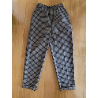 古着　チェック柄パンツ　ベージュ(スラックス)