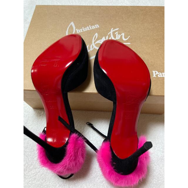 パンプス サンダル christian louboutin ファー ピンク