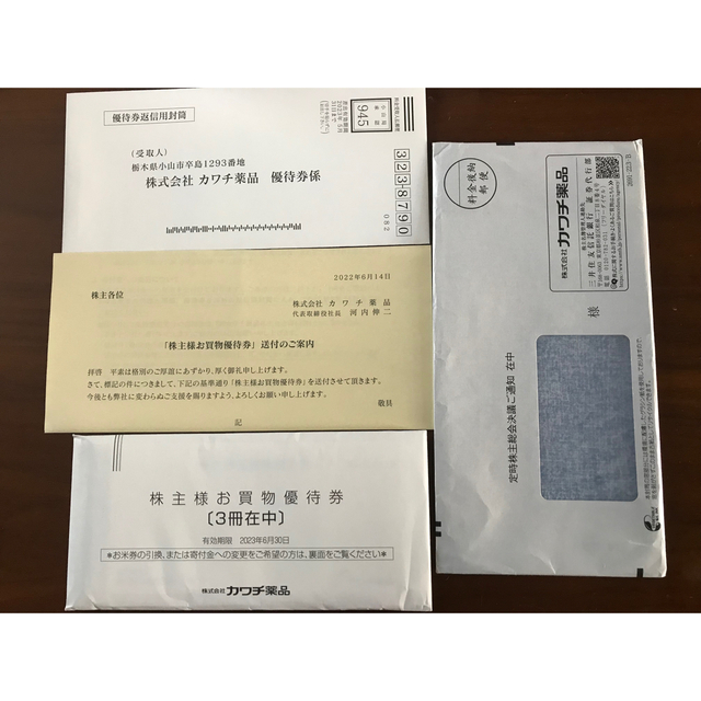 カワチ薬品 株主優待券 15000円分 お買物優待券-
