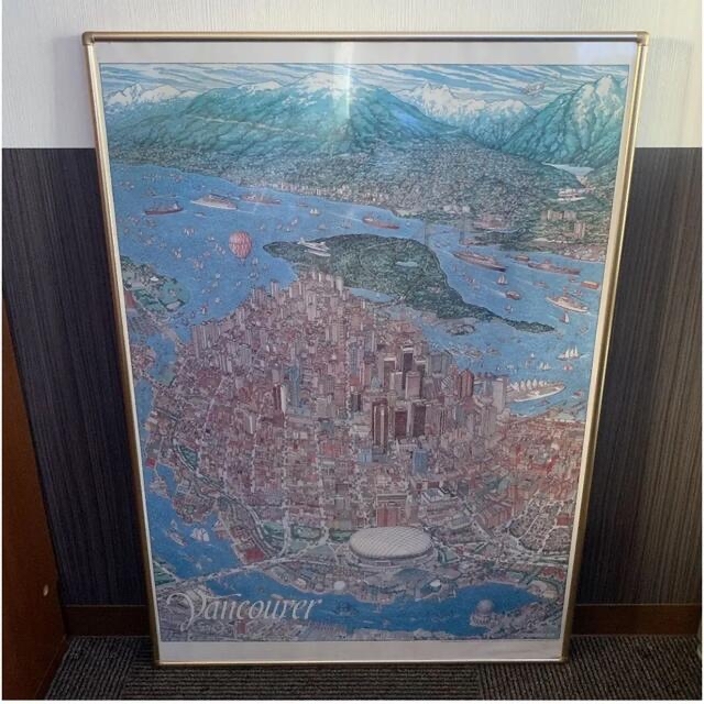 特大サイズ！CanadaカナダVancouverバンクーバー風景画♡アート美術品