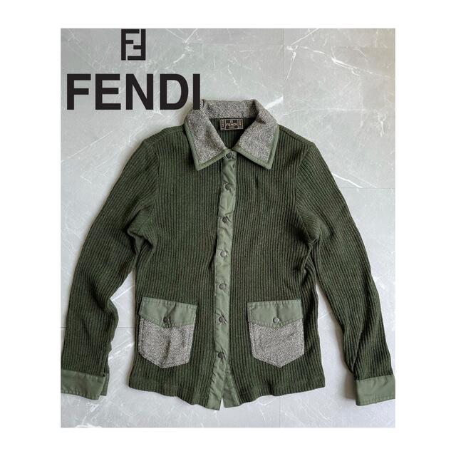 【OLD FENDI】フェンディ　モスグリーンカーディガン