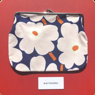 マリメッコ(marimekko)の新品 マリメッコ marimekko ポーチ がま口 ダークブルー ウニッコ(ポーチ)