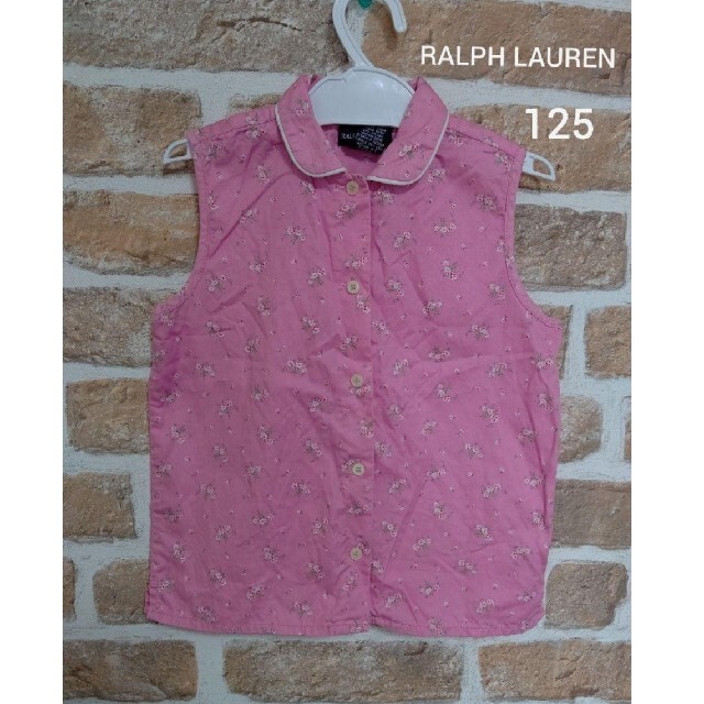 Ralph Lauren(ラルフローレン)のRALPH LAUREN ピンク  花柄 ノースリーブシャツ 6x 125 キッズ/ベビー/マタニティのキッズ服女の子用(90cm~)(Tシャツ/カットソー)の商品写真