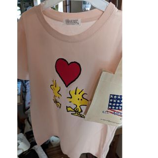 ピーナッツ(PEANUTS)の❤️お値下げ【美品】レディース　ピンクスヌーピーＴシャツと可愛い布バッグ(Tシャツ(半袖/袖なし))