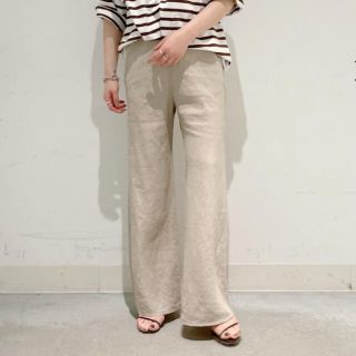 プラージュ(Plage)のPlage Linen Bias Relax パンツ◆ナチュラル36 新品未使用(カジュアルパンツ)