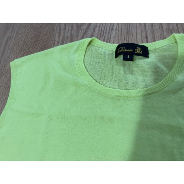 Drawer ドゥロワー コットンノースリーブニット サイズ1 イエロー 純正公式 【Drawer】コットンノースリーブトップス Tシャツ/カットソー(半袖/袖なし)