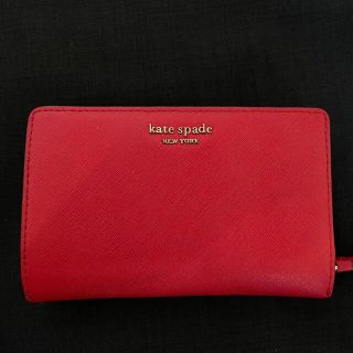 ケイトスペードニューヨーク(kate spade new york)のケイトスペード　二つ折り財布　レッド　赤(財布)