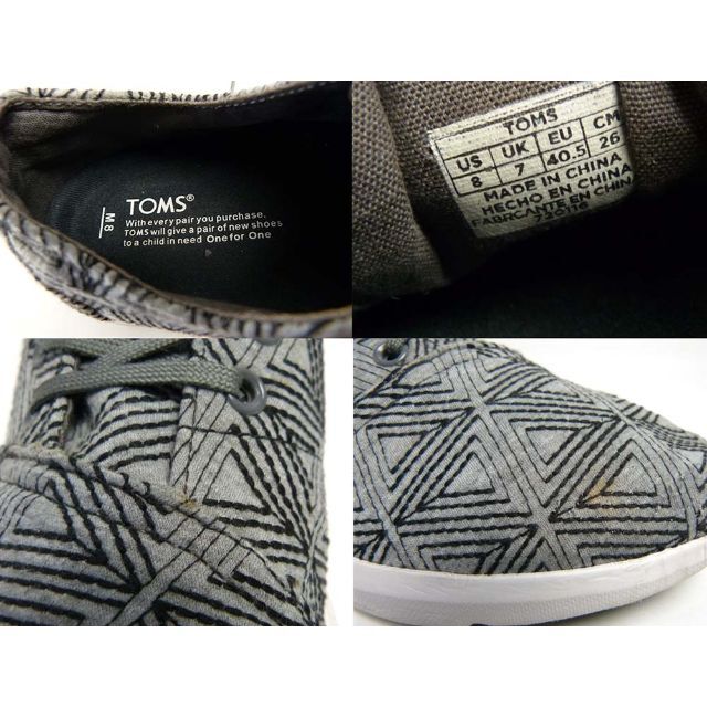 TOMS(トムズ)のToms /トムズ 幾何学柄 刺繍入りスニーカー  US8(26cm相当) メンズの靴/シューズ(スニーカー)の商品写真