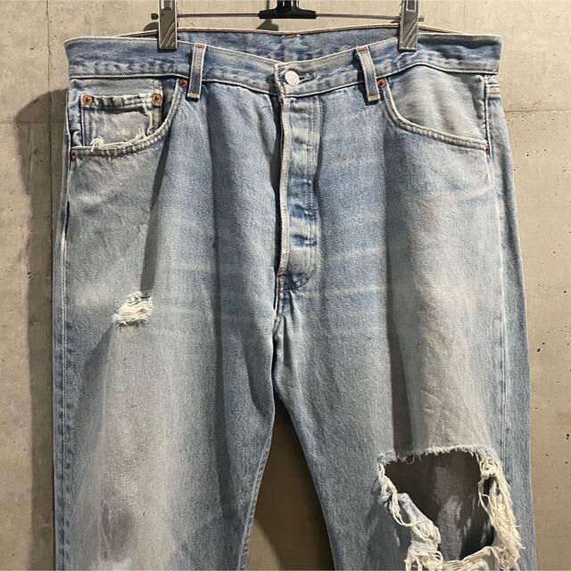 levi's 501xx usa製 ダメージデニム クラッシュ グランジ ボロ メンズ