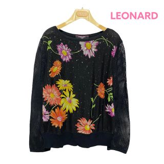 レオナール(LEONARD)の●【美品】レオナール LEONARD/長袖ニット/ラインストーン/メッシュ●(ニット/セーター)