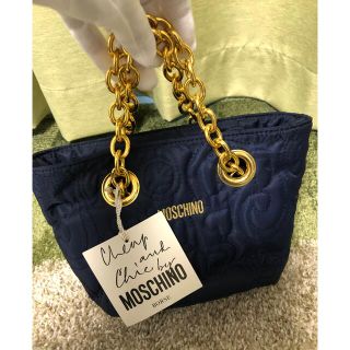 モスキーノ(MOSCHINO)のモスキーノ★ミニバック　チェーンバック　ネイビー(トートバッグ)