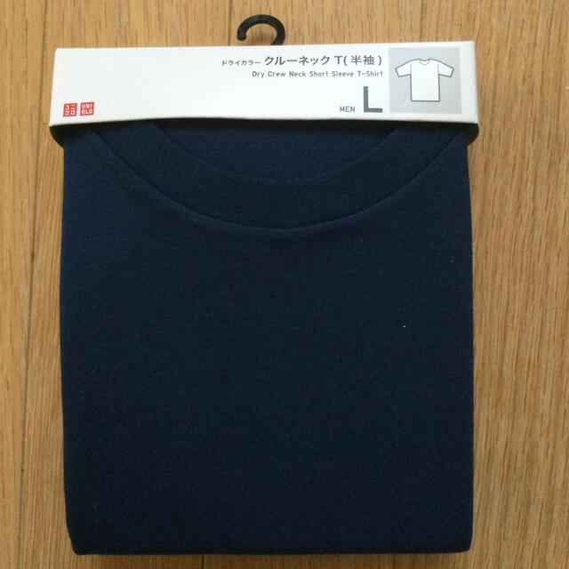 UNIQLO(ユニクロ)のドライカラークルーネックT (半袖) Lサイズ　ネイビー　ブルー メンズのトップス(Tシャツ/カットソー(半袖/袖なし))の商品写真