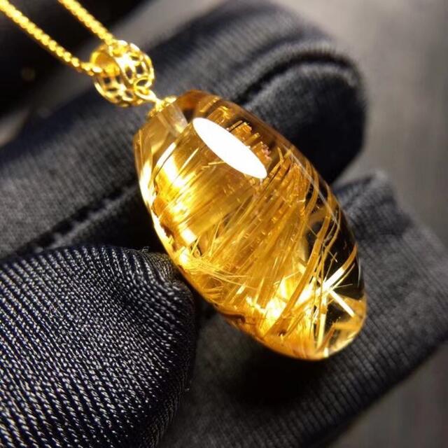 ⭐︎【天然】タイチンルチルクオーツ ペンダントトップ k18 3.7g-