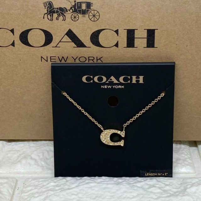 【新品1】 COACH レディース パヴェ シグネチャー ゴールド ネックレス