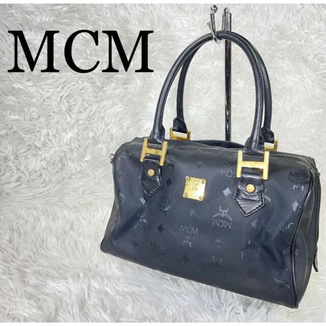 MCM(エムシーエム)のMCM エムシーエム　ミニボストン　ロゴ　ヴィセトス　ナイロン　 レザー　黒 レディースのバッグ(ハンドバッグ)の商品写真