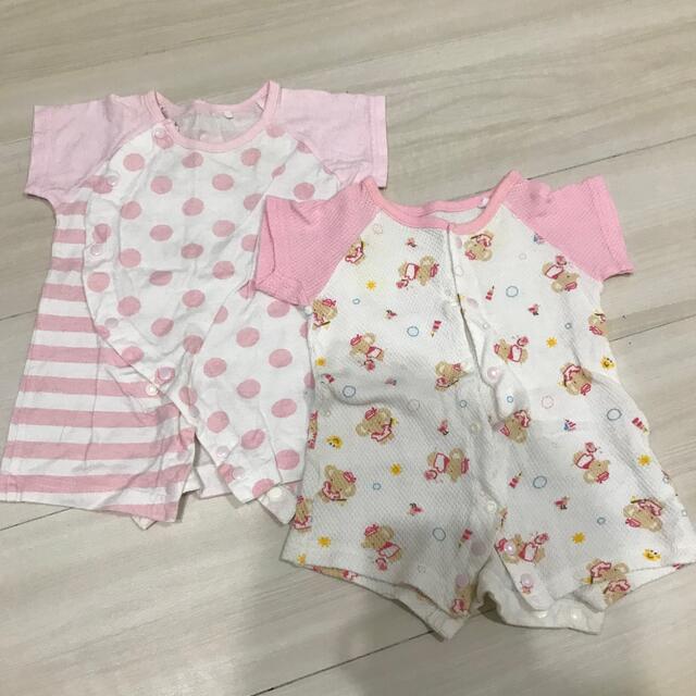 アカチャンホンポ(アカチャンホンポ)の夏　新生児　50 60 ロンパース  スタイ  セット キッズ/ベビー/マタニティのベビー服(~85cm)(ロンパース)の商品写真