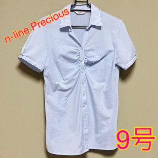 アオヤマ(青山)のn-line Precious ギャザー　ブラウス　半袖　9号(シャツ/ブラウス(半袖/袖なし))