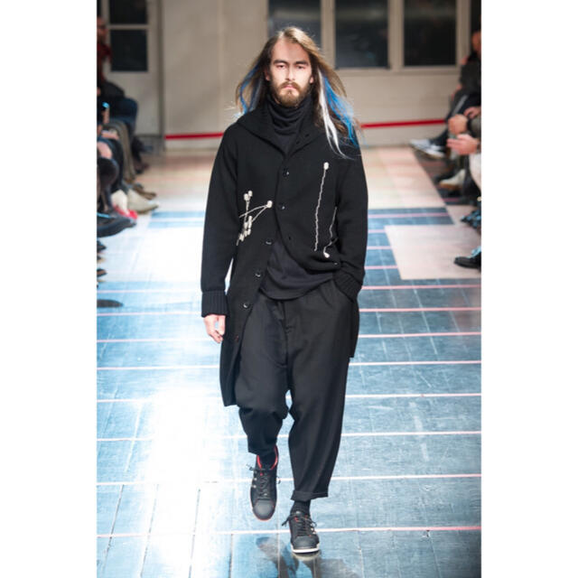 トップスYohjiYamamoto 14AW点字ロゴハイネックロングニットカーディガン