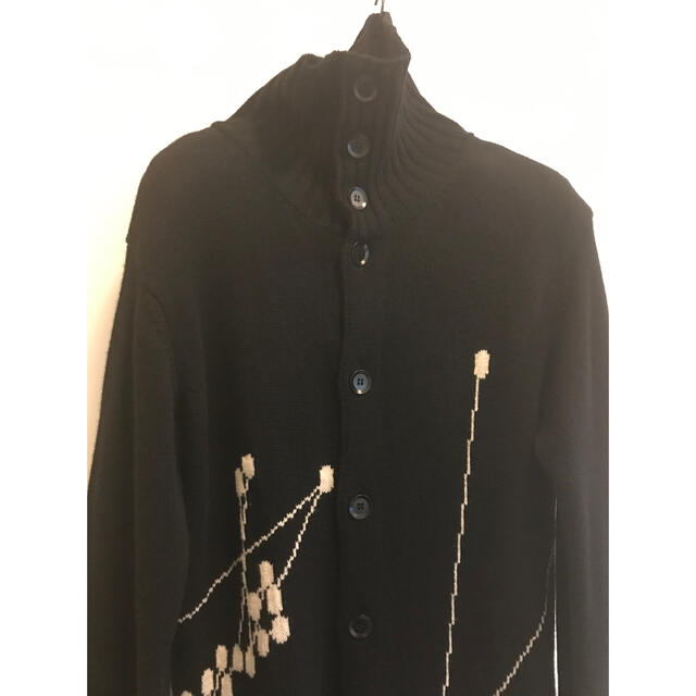 Yohji Yamamoto(ヨウジヤマモト)のYohjiYamamoto 14AW点字ロゴハイネックロングニットカーディガン メンズのトップス(カーディガン)の商品写真