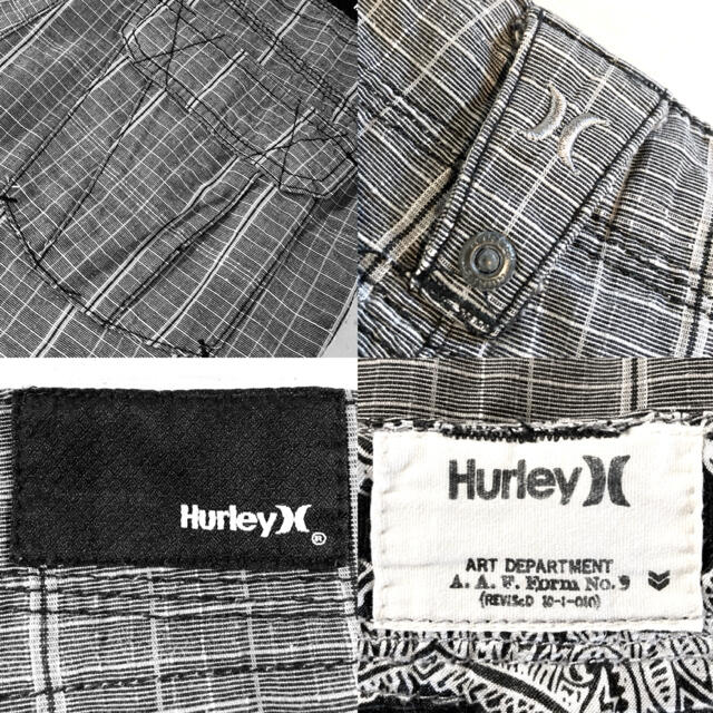 Hurley(ハーレー)のHURLEY★ショートパンツ★ハーフパンツ★チェック★ワンポイント★ハーレー★灰 メンズのパンツ(ショートパンツ)の商品写真