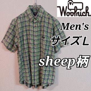 ウールリッチ(WOOLRICH)の【WOOLRICH】希少ひつじ柄半袖シャツ/メンズＬ/総柄/インド製(シャツ)