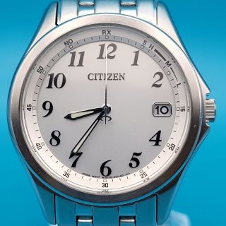 CITIZEN - 【中古】シチズン H110-S068771 電波ソーラー シルバー 日付