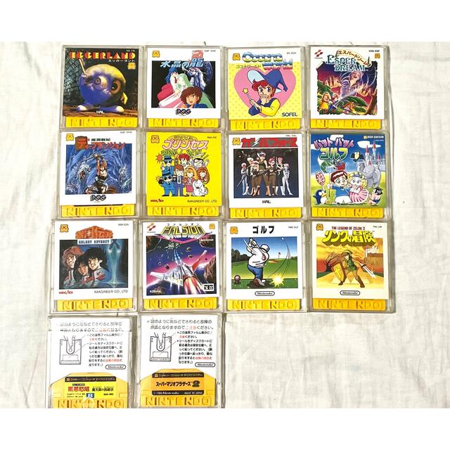 ファミリーコンピューター　ディスクカード　14枚セット　ファミコン　ジャンク品 エンタメ/ホビーのゲームソフト/ゲーム機本体(家庭用ゲームソフト)の商品写真