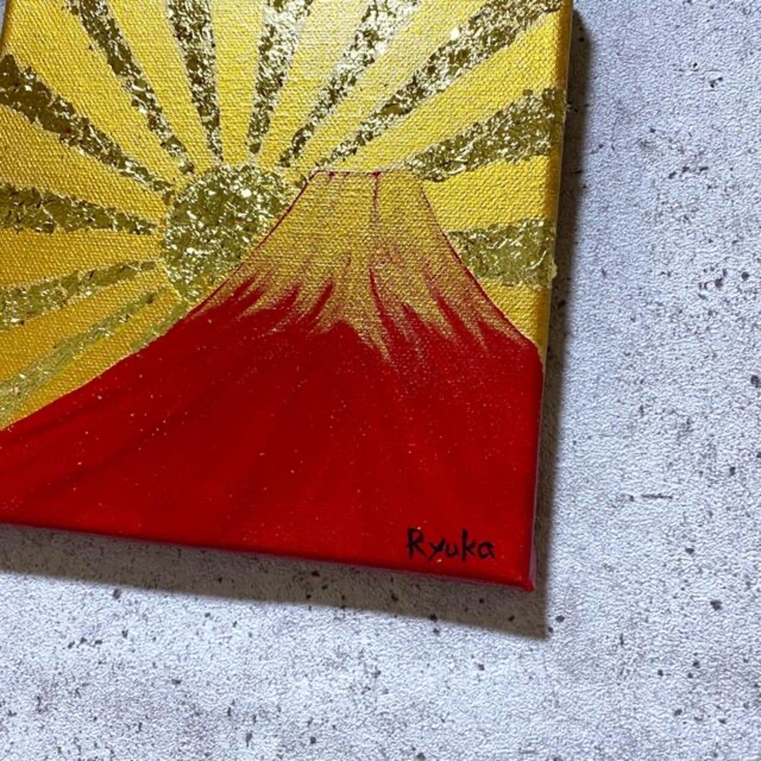 ■開運パワーアート■ 赤富士と金のなる木