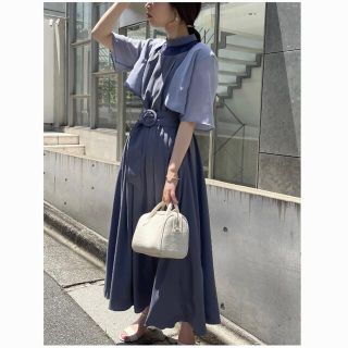 ナチュラルクチュール(natural couture)のnatural couture ボレロ付きお上品ドレス　ワンピース  ブルー (ロングドレス)