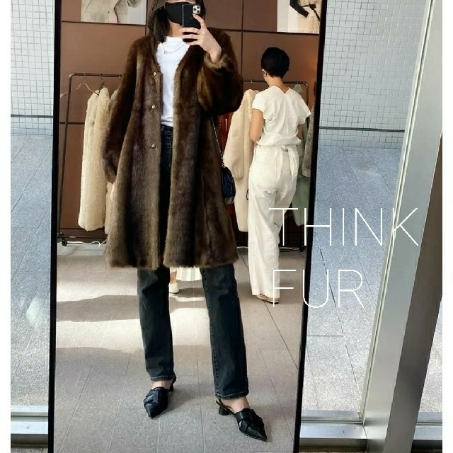 新品 THINK FUR Mink Like Fur Fit＆Flare Coa-