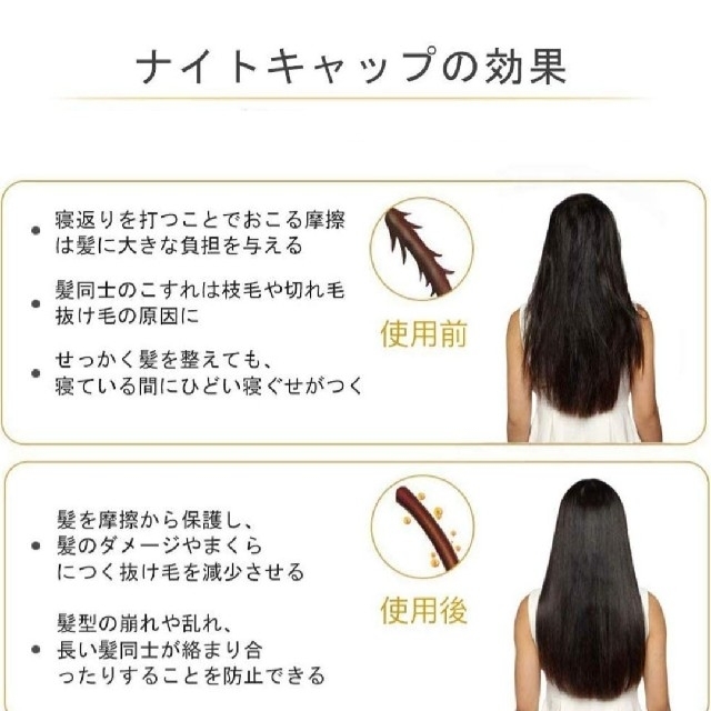 シルクナイトキャップ ヘアケア 寝癖対策 ツヤ髪 睡眠 ブラック フリーサイズ コスメ/美容のヘアケア/スタイリング(ヘアケア)の商品写真