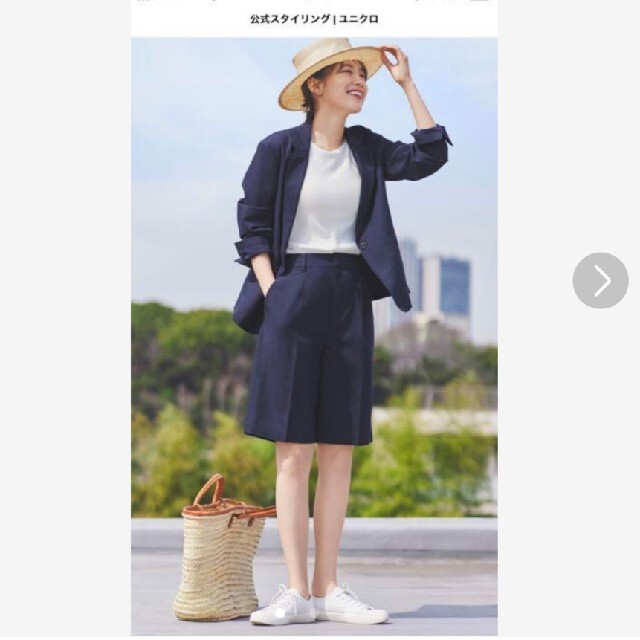 UNIQLO(ユニクロ)のUNIQLO リネンブレンドバミューダパンツ レディースのパンツ(ハーフパンツ)の商品写真